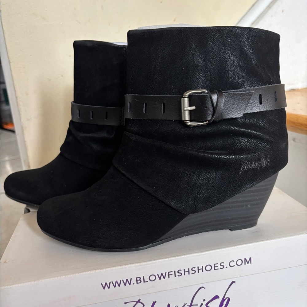 Blowfish Black Wedge Ankle Booties